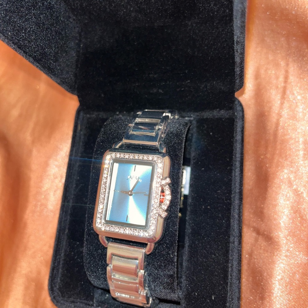Jafra silver watch square